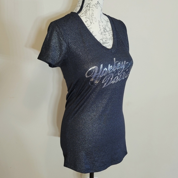 Harley Davidson Black/Silver Shimmer Tee - Picture 2 of 5